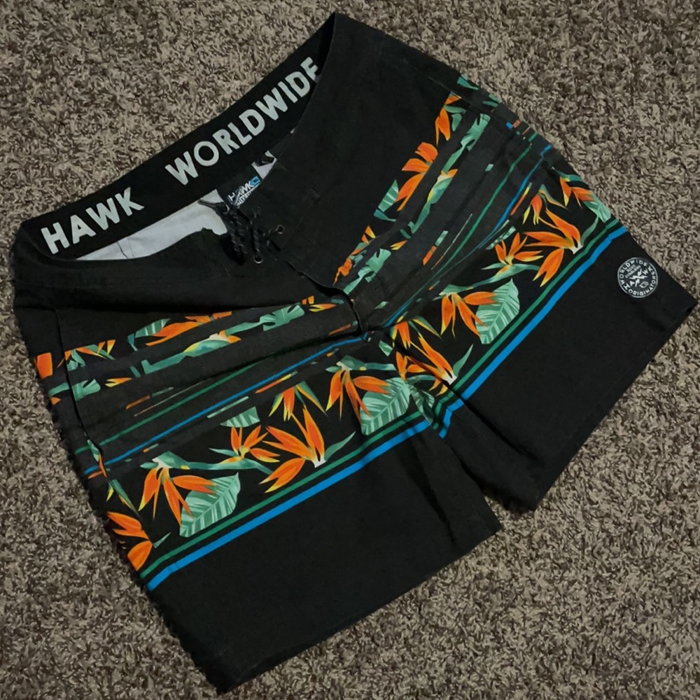 Floral tropical HAWK men’s board shorts